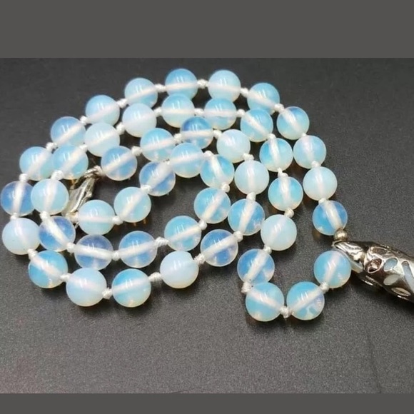 Boho Natural Opalite Pendant STATEMENT NECKLACE - Picture 4 of 6